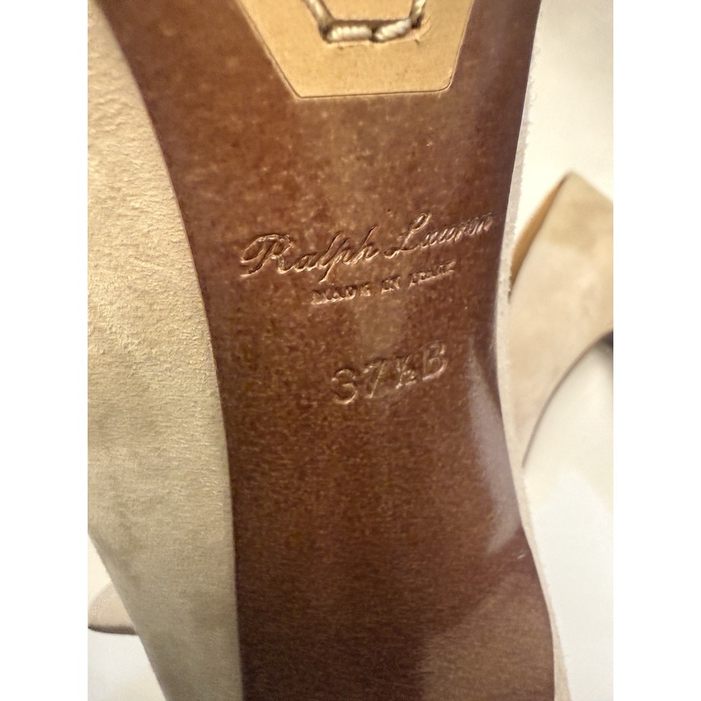 Ralph Lauren Celia Goat Suede Pumps 7  Beige Purple Label  Womens 37.5 Shoes New - Picture 8 of 12